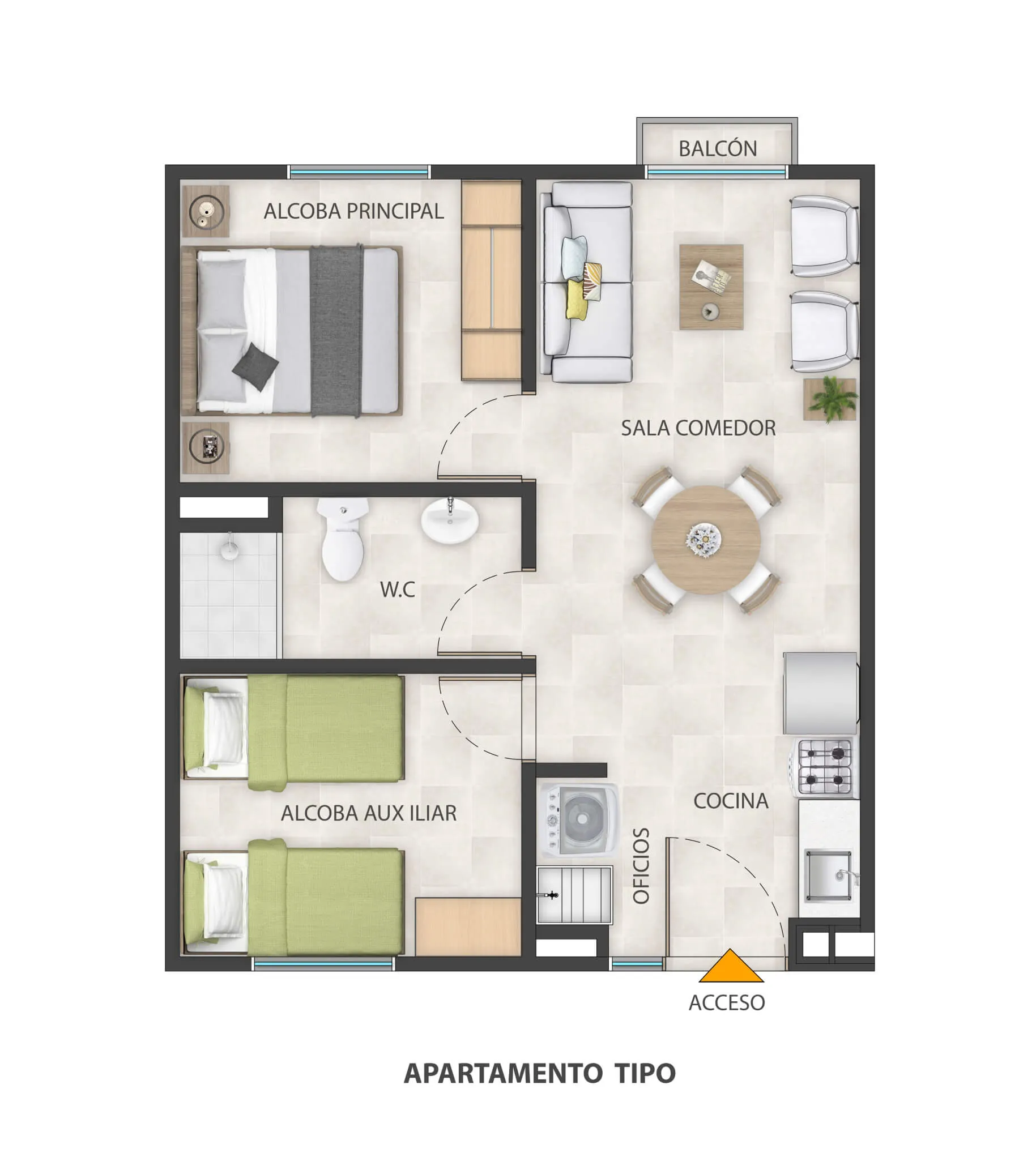 Alto Córdoba plano apartamento tipo